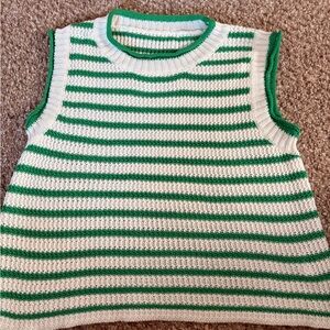 SHEIN Green and White Knit Top